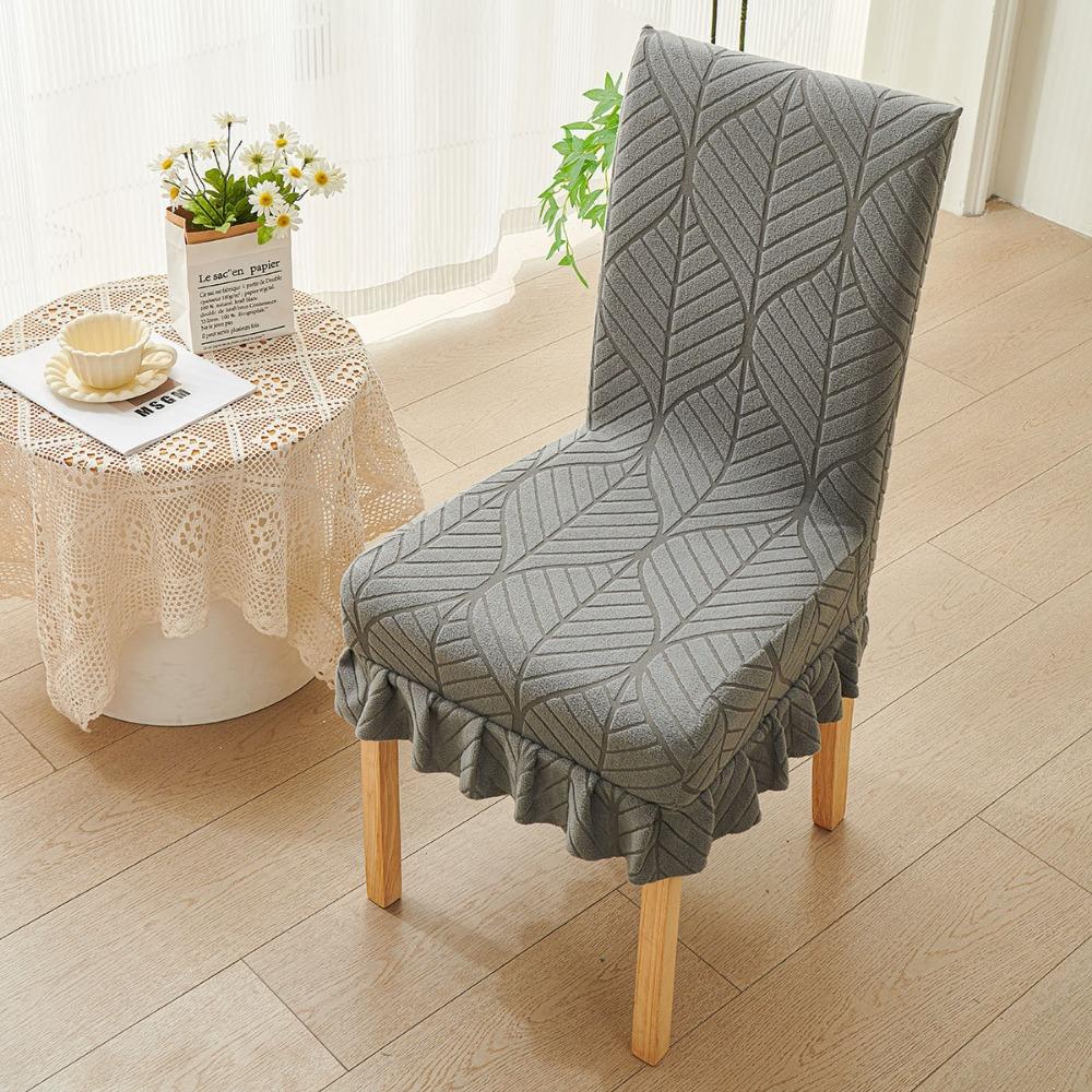 New Anti-slip Chair Cover Backrest Jacquard Elastic Dining Chair Cover Soft Skirt Edge Chair Slipcover For Office Home Seats