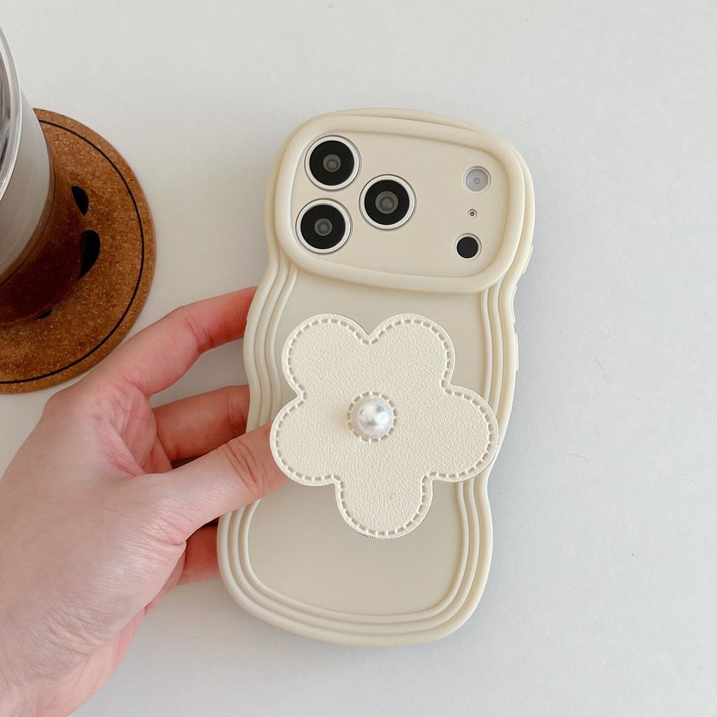 Japanese and Korean Ins Temperament Flower Bracket for iPhone17Pro Max Apple 16 Mobile Phone Case 14/15 Matte