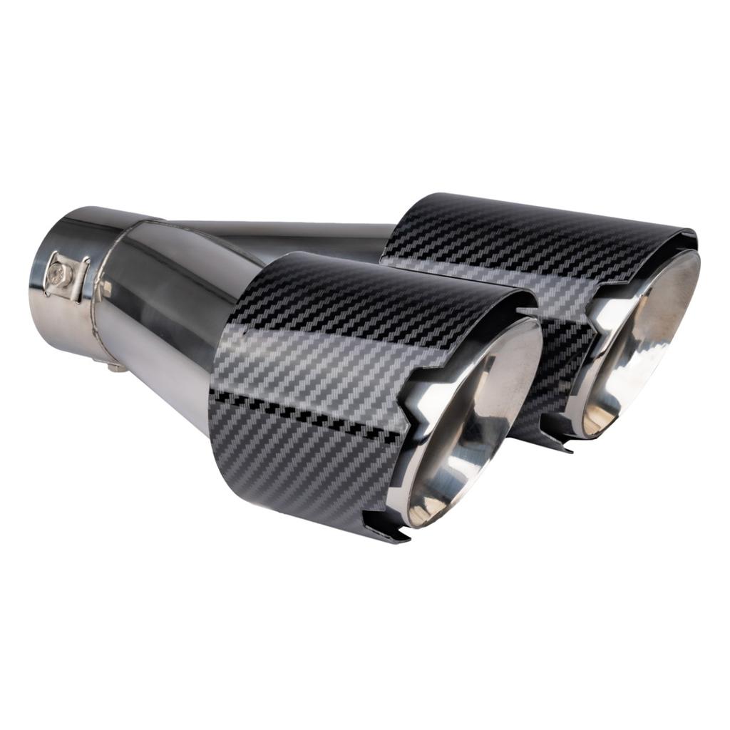 Exhaust Muffler Tip Stainless Steel Double Left Carbon Amio-04069