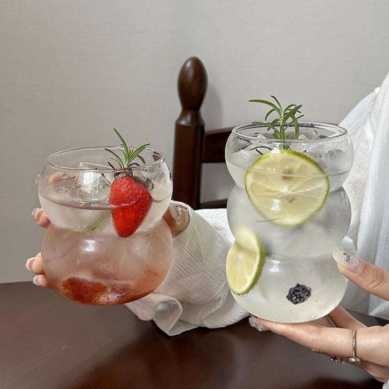 Glass Cup Household Breakfast Cup for Cocktail Juice Coffee Clear Mug Creative Cute Tea Milk Cup Home Decor Drinkware New