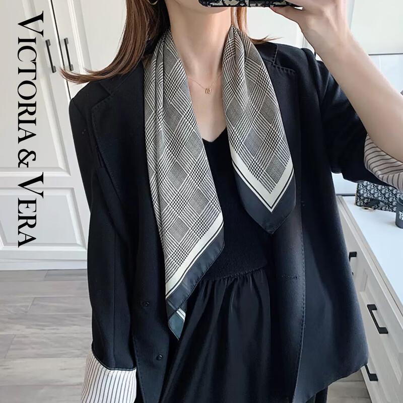 VICTORIA&VERA Minimalist Printed Mulberry Silk Scarf