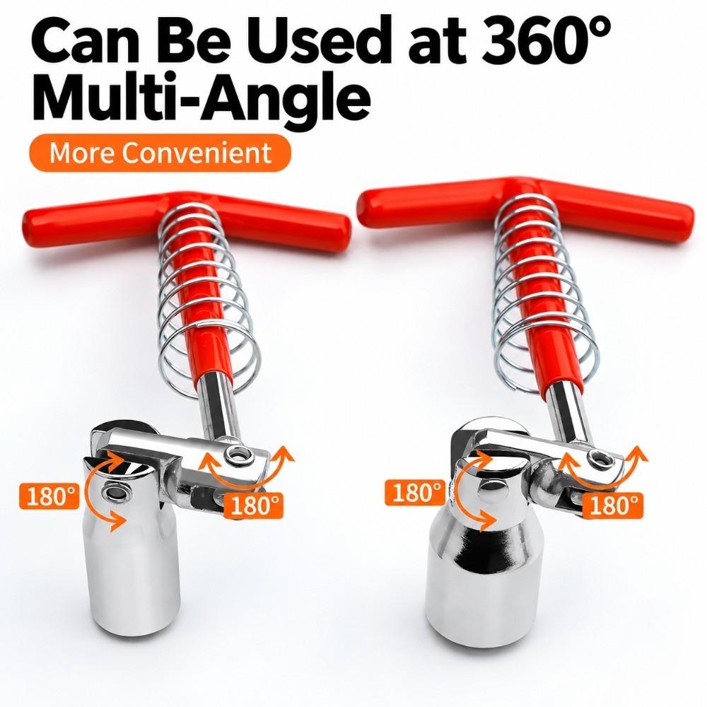 360 Degree Rotation Spark Plug Socket Wrench T-Handle Wrench  for Auto Repair Engine Maintenance