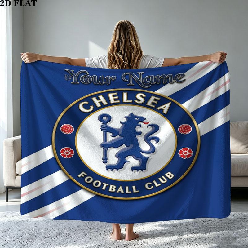 1PC Chelsea F Custom Name Patterned Flannel Blanket Suitable For All Seasons for Home Decor Warmth and Comfort Gifts Holiday Present