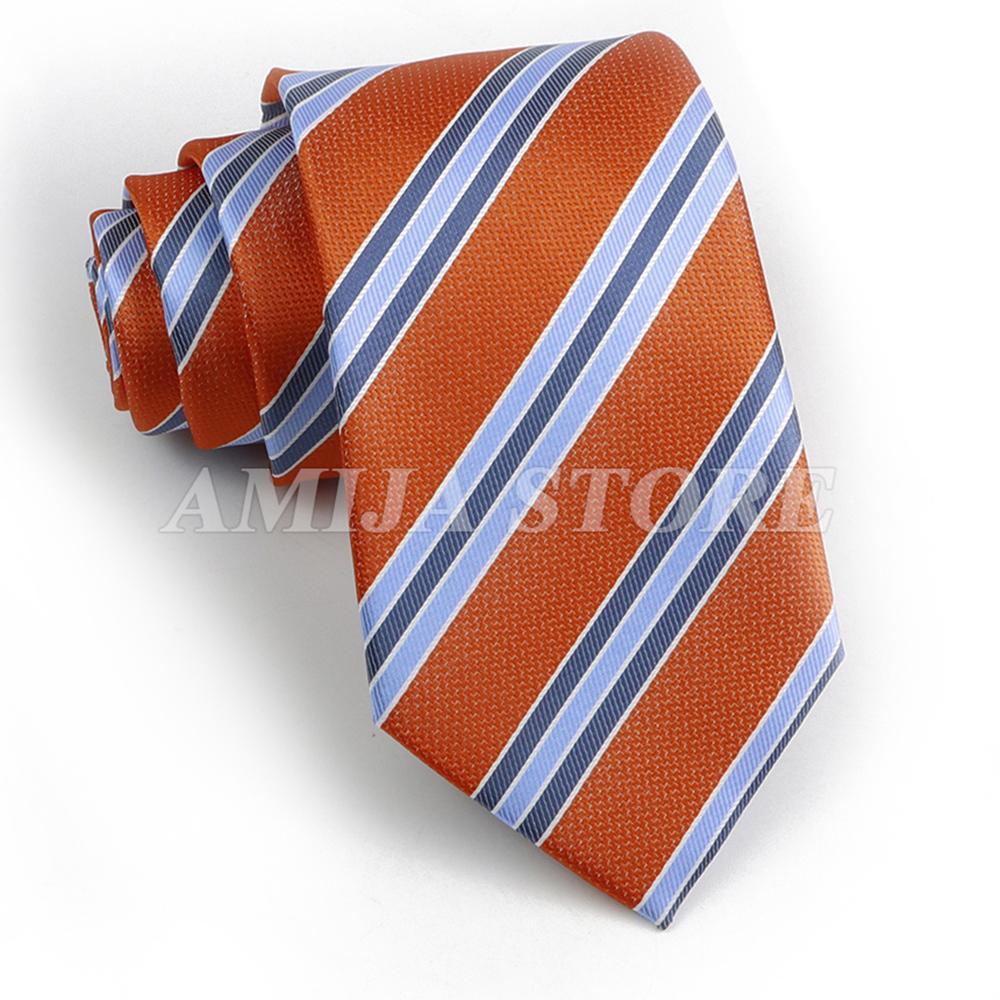 Men's Fashion Tie 7.5cm Tie Sage Green Orange Stripes Ties Business Meeting Suit Wedding Party Office Tie Men's Gift  Accessorie