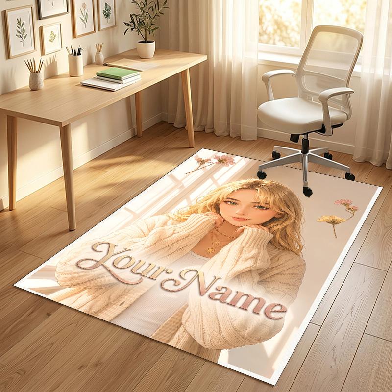Personalized Crystal Velvet Carpet,Sabrina Carpenter Custom Printed Name, Plush Area Rug For Home Indoor Decor