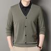 Men's Fake Two Piece Polo Shirt Casual Fashion Long Sleeve Collar T-shirt Versatile Top