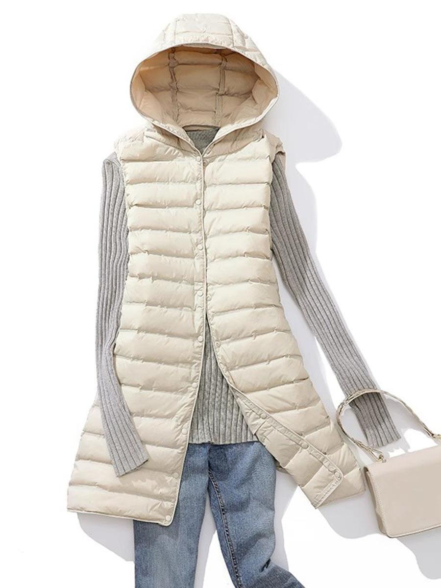 

2025 новый легкий пуховый жилет женский средней длины осенне-зимний легкий пуховый жилет с капюшоном без рукавов топ-подкладка M