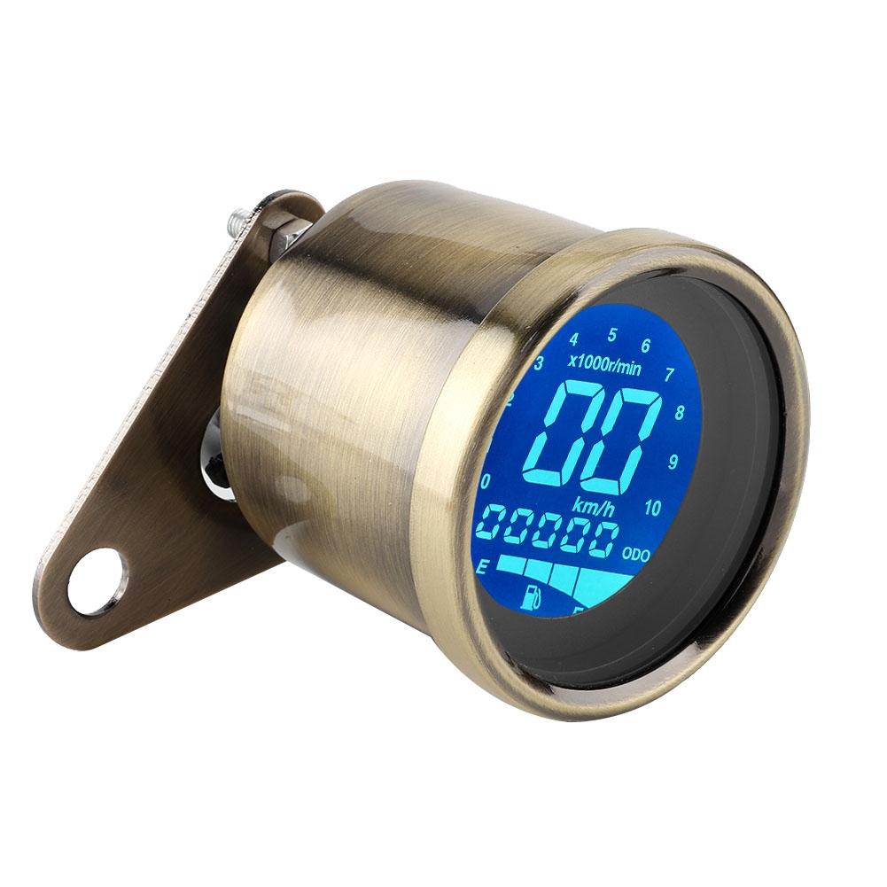 Universal Motorcycle LCD Backlight Speedometer Odometer Tachometer Meter Gauge(Yellow Copper)