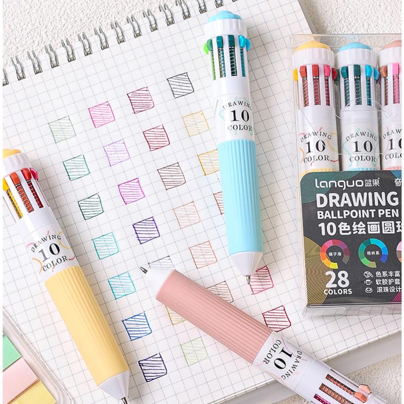 28 Barevná kuličková pera 0,8 mm Měkký úchop Stiskací Vícebarevné psací pero Pro kreslení Školní potřeby Papírnictví