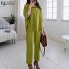 ZANZEA Women 3/4 Sleeve Blouse and Pants Casual Two Piece Suit Sets