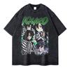 Nezuko T Shirts Vintage Washed Anime Kimetsu No Yaiba T-shirt Oversized Short Sleeve Demon Slayer Mitsuri Tokitou Tops Tees Men