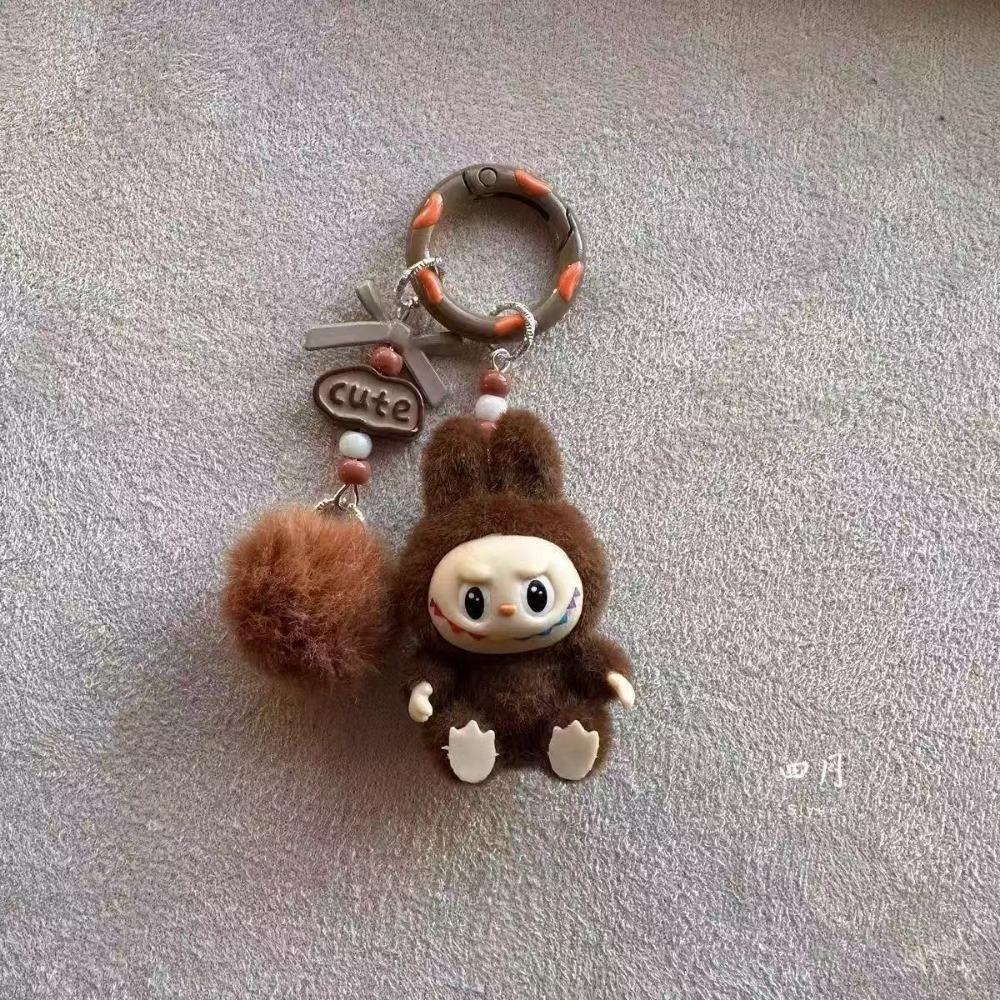 Cute Mini Cute Grain Sitting Flocking Labu Bag Couple Car Keychain Decorative Pendant Mobile Phone Chain Bag