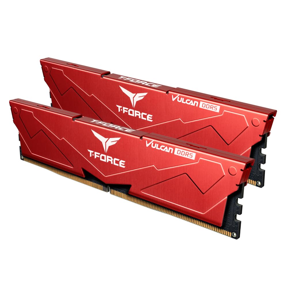 

TEAMGROUP Vulcan DDR5 64GB 6000MHz CL38 Intel XMP AMD Expo Сумісний Модуль Настільної Пам яті ОЗУ Червоний FLRD564G6000HC38JDC01 T-Force (2x32 Гб) (PC5-48000)