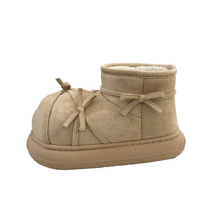 Bow Thick-soled Snow Boots for Women's 2025 Winter New Sheepskin Fur Integrated Non-slip Velvet Thickened Warm Short Boots