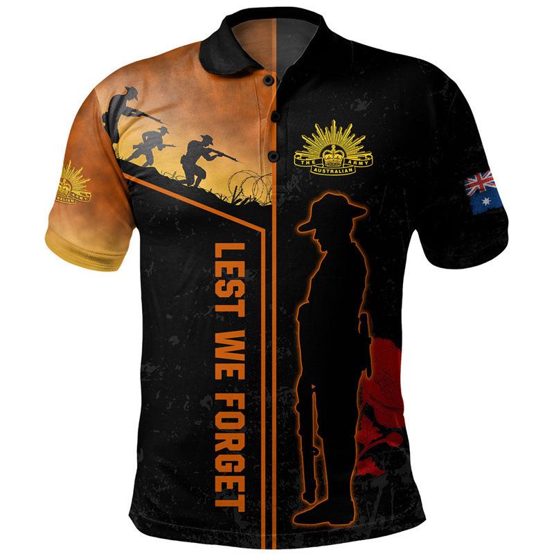 Anzac Day Men's Polo Shirt - Short Sleeve Lapel Golf Tee 2025