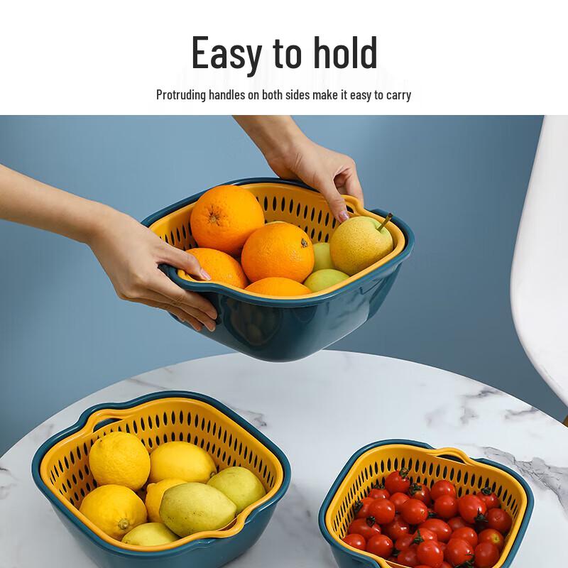 Huihuang Double-Layer Plastic Vegetable & Fruit Washing Basket