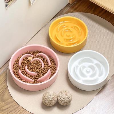 Bol Alimentateur Lent en Céramique Mate Créatif: Conception anti-étouffement et anti-basculement pour chiens et chats