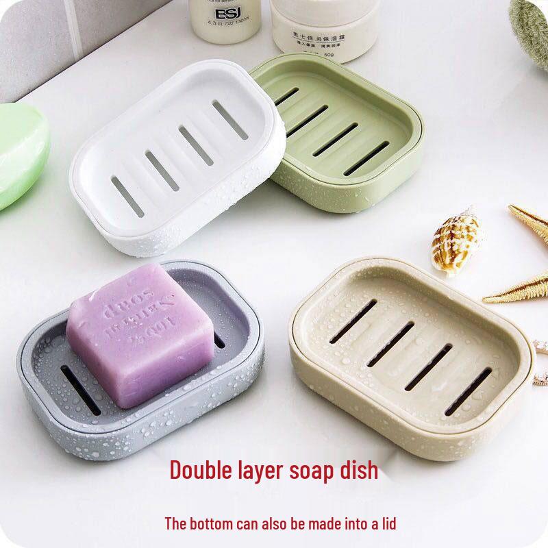 Double-Layer Square Japanese Soap Dish with Lid for Bathroom