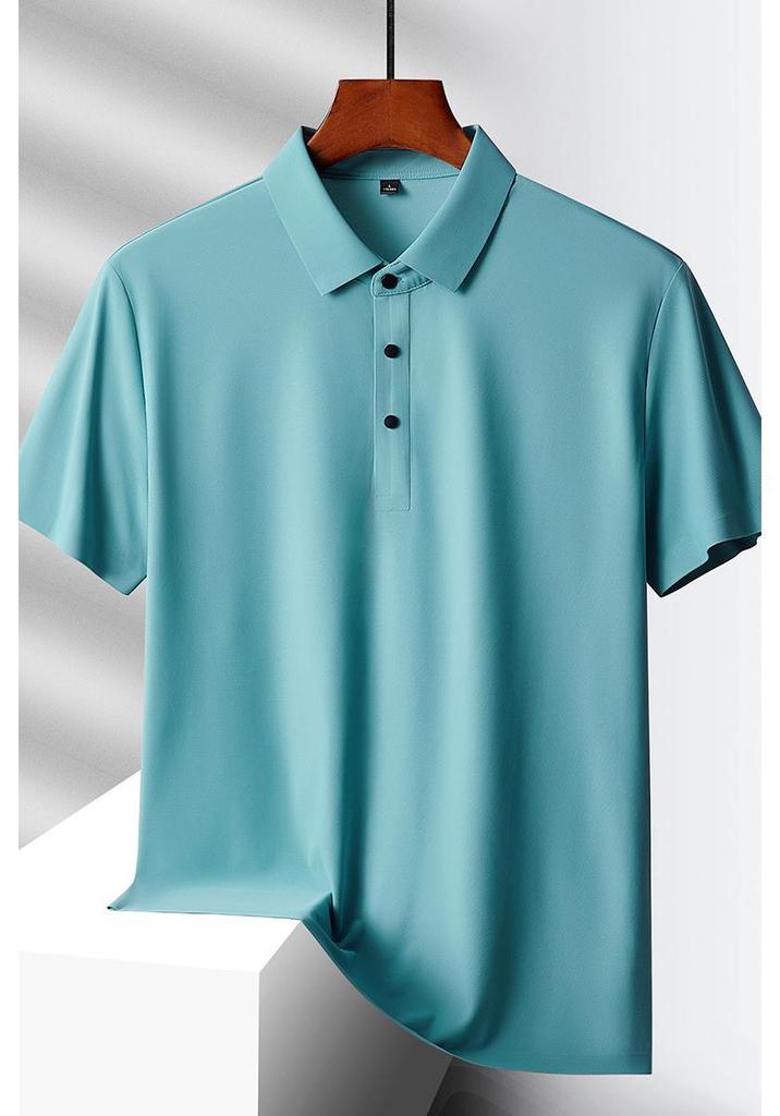 Men's Summer Ice Silk Seamless Polo - Elastic, Non-Iron, Short Sleeve