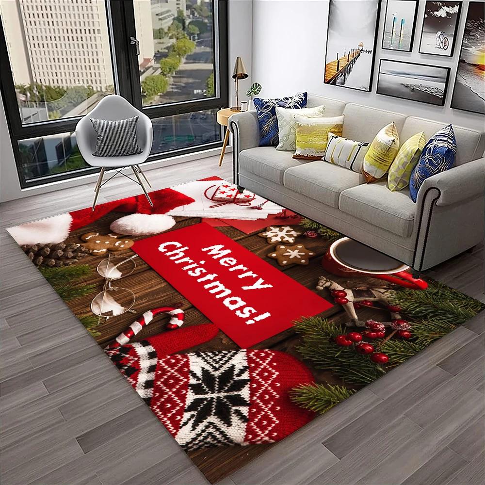 Alfombra con diseño de Papá Noel y árbol de Navidad para niños, regalo para el hogar, sala de estar, dormitorio, sofá, decoración, alfombrilla antideslizante