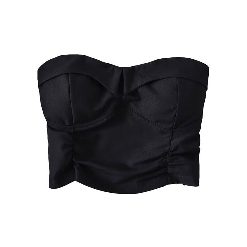 Fashion Summer Sexy Tube Top Sexy Tops Women's Ruched Short Fashion Tape Sleeveless Tight Vest