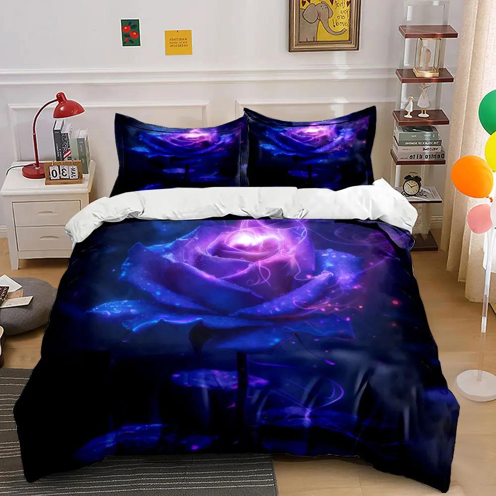 "Glowing Rose Art Decor Set" Soft Comfortable Duvet Cover Bedding Set Included 1*Duvet Cover & 2*Pillowcases Gift