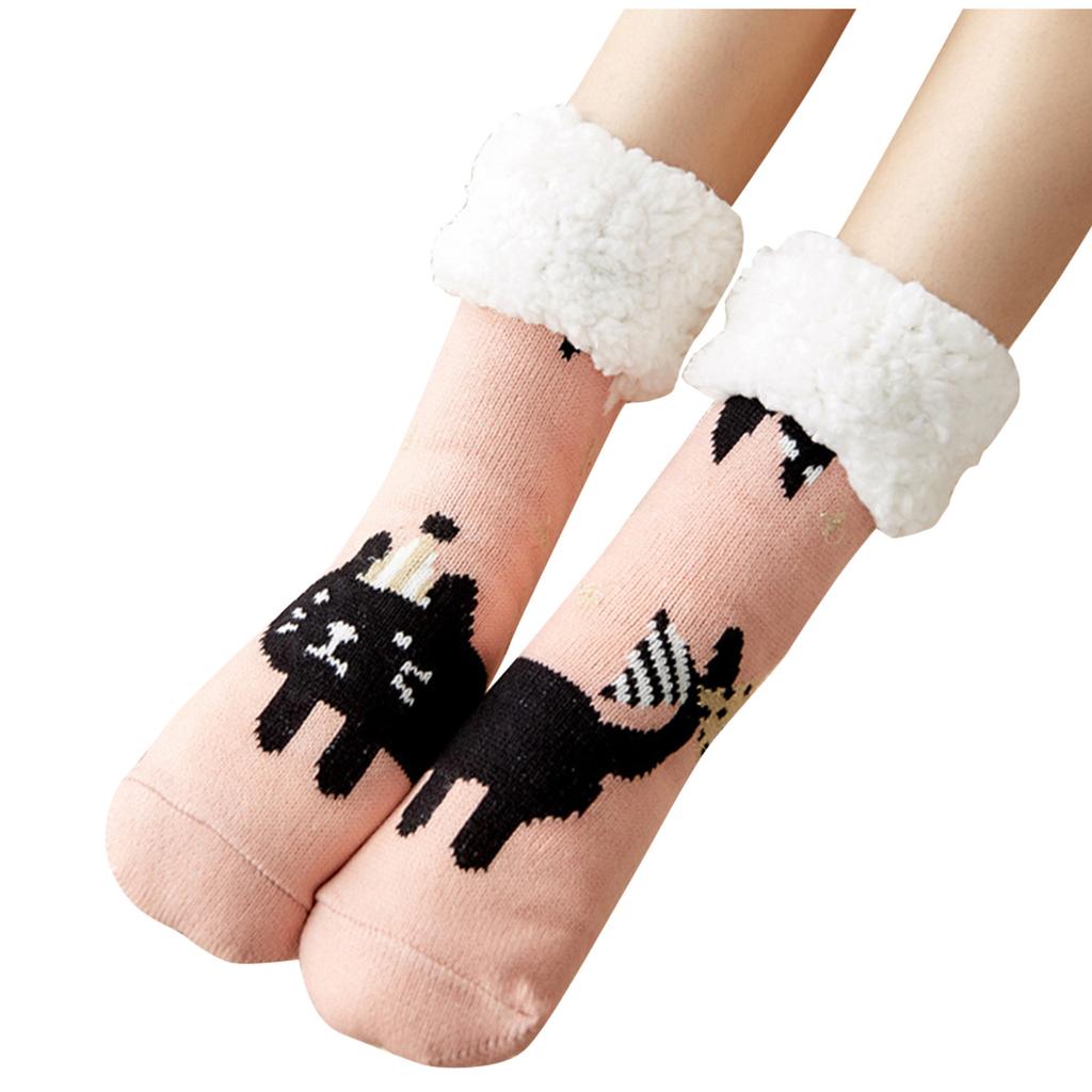 Cozy Fleece Lined Winter Socks Soft Warm Thermal Slipper Socks for Indoor Use Comfortable Fit Non-Slip Bottom Crew Length