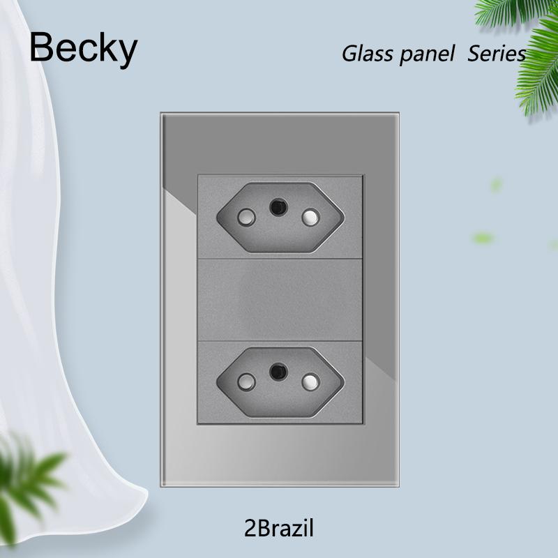 

Glass Panel Brazil Registered Jack Dual Usb C- Type Light Switch Office Wall Power Socket 118 * 72mm Grey Fiberglass 20a 10a 10A Socket Grey