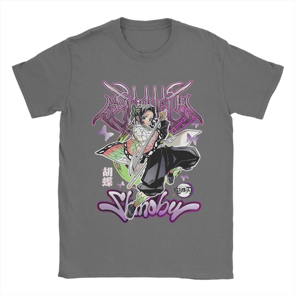 Men T-Shirt Shinobu Kocho Demon Slayer Funny 100% Cotton Tees Short Sleeve T Shirts Round Collar Clothing Gift Idea