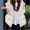 Modische Westen Einfache Weste Jacke Damen Herbst Winter Kapuzenweste Warm Verdickt Ärmel