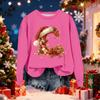 Women's Fashionable Casual Long-Sleeved Christmas Letter Print Crew-Neck Sweatshirt