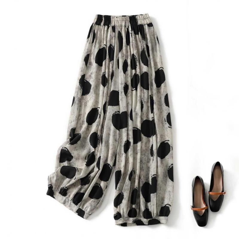 Spring and Summer Silk Cropped Pants for Women