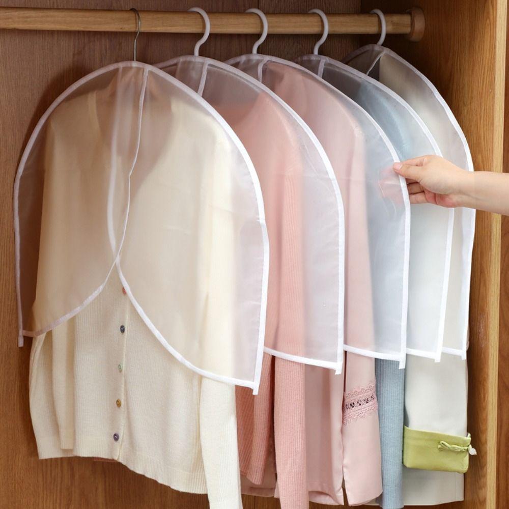 5Pcs Half-Body Design Clothes Dust Cover Moistureproof Reusable Hanging Suit Cover Dustproof Durable Transparent Closet Cover