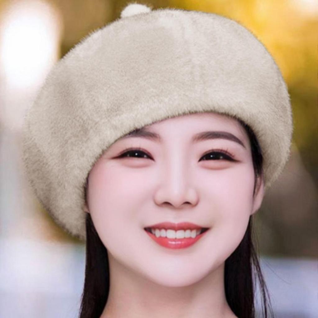 Women Winter Fashion  Imitation Mink Hair Mother Hat Whole Mink Imitation Fur Hat Casual Warm Beret Tide
