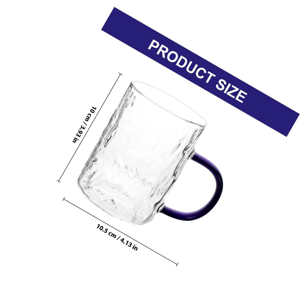 High Grade Safe Glass Water Mug with Non Slip Handle Multi Purpose Beverage Cup for Juice Coffee Camping Office Home