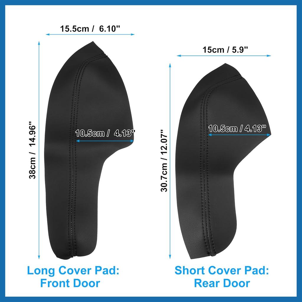 4Pcs/Set Car Door Armrest Protector Cover Microfiber Leather Pad Replacement for Honda Civic 10th Gen 2016 2017 2018 2019 2020 Black with Black Line