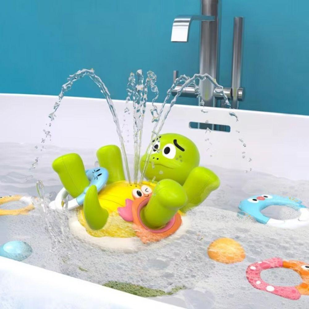 

Set Ring Water Spraying Rotating Toy with 5 Rings Turtle Spraying Water Toys Boys Girls Turtle