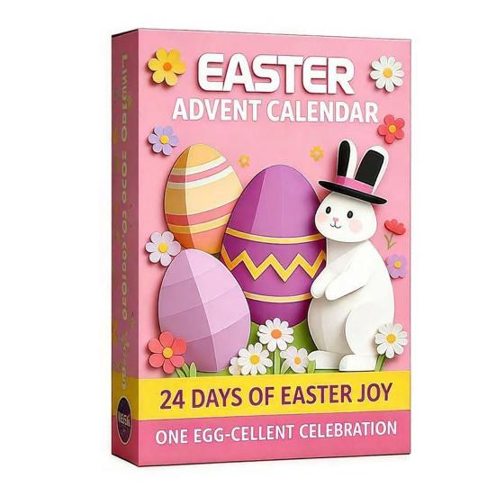 24Pcs Easter Bunny Countdown Calendar Dig Kit Treasure Hunt Excavation Toys for Kids Includes Dig Tools & Surprise Figurines Fun DIY Activity for Boys