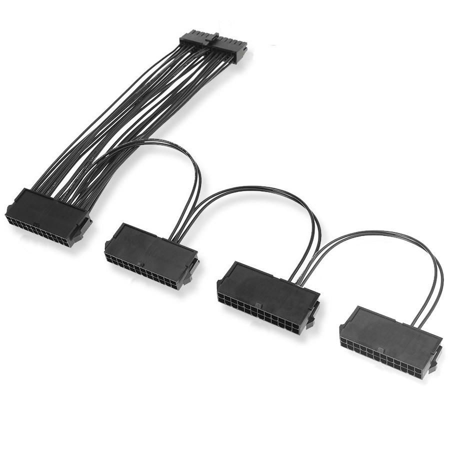 ATX 24Pin 1-to-2 1-to-3 1-to-4 PSU Splitter & Dual Power Sync Starter Extender Cable for PC GPU Workstation Car GPS Camera