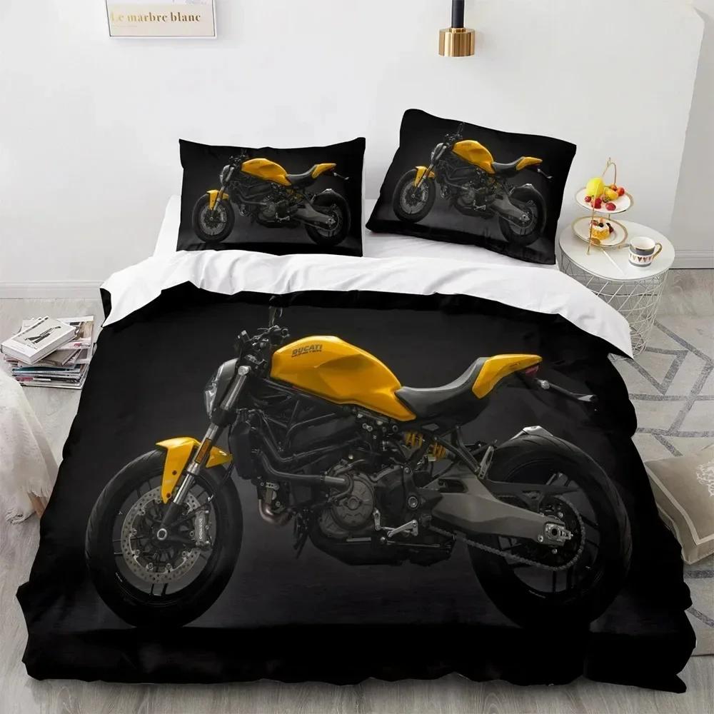 Top 3D Print Motorcycle Bedding Set Boys Girls Twin Queen King Size Duvet Cover Pillowcase Bed For boys Adult Home Textileextile