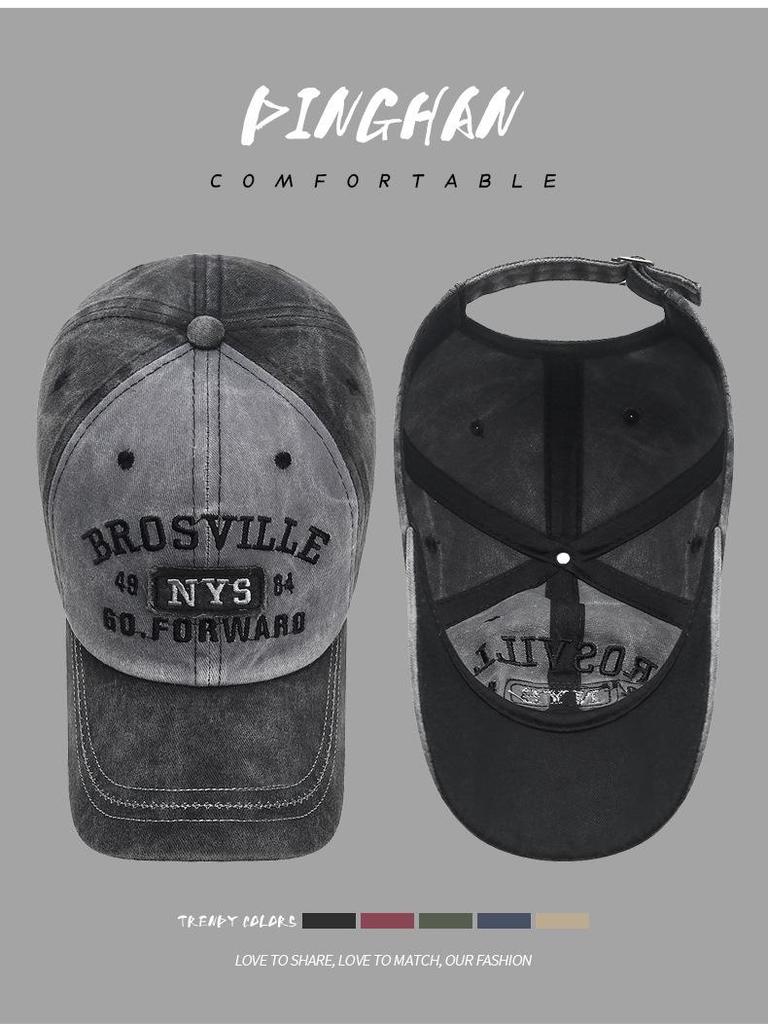 Trendy Distressed Embroidered Letter Baseball Cap for Men and Women
