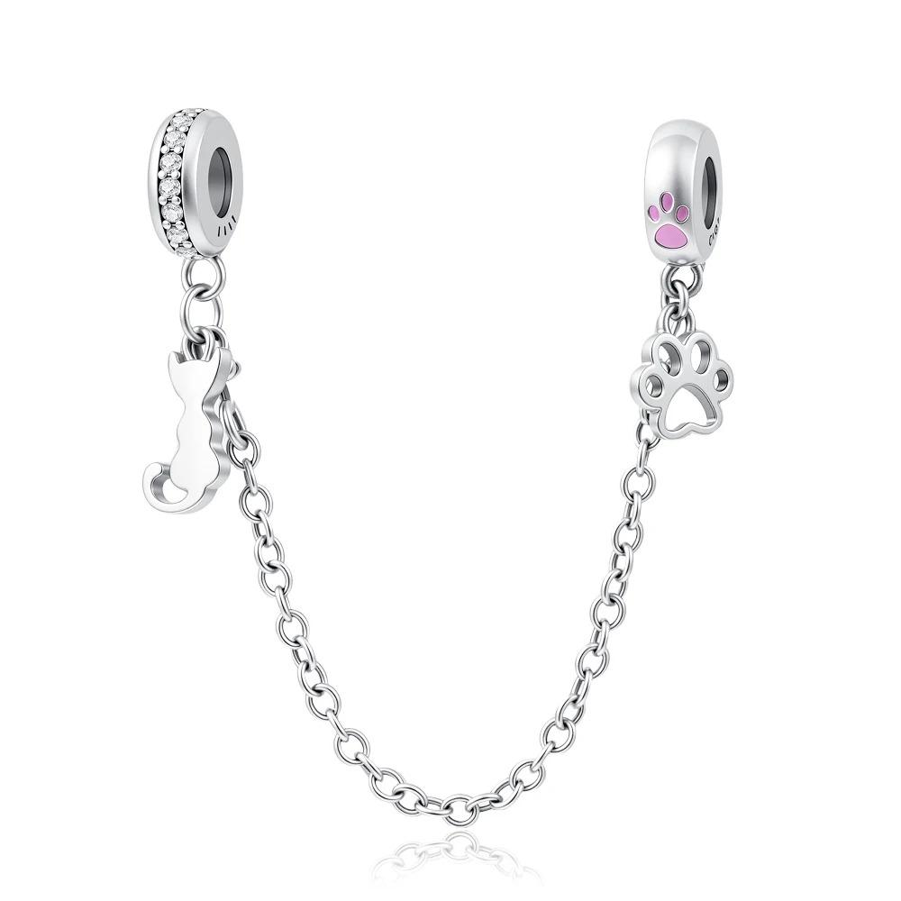 925 Silver Star Moon Crown Pendant DIY Bracelet Spacer Bead Women Jewelry Safety Chain New