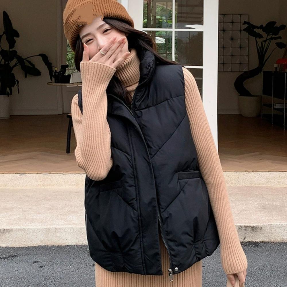 

Большой размер, универсальный дизайн, большой карман, модный жилет, верхняя одежда, теплый жилет, жилет, женский S чёрный