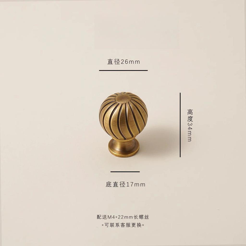 Zinc Alloy, Corrugated, Round, Round Handle, Bedside Table Wardrobe, Wine Cabinet Drawer, Gold Handle, Simple Kitchen Cabinet