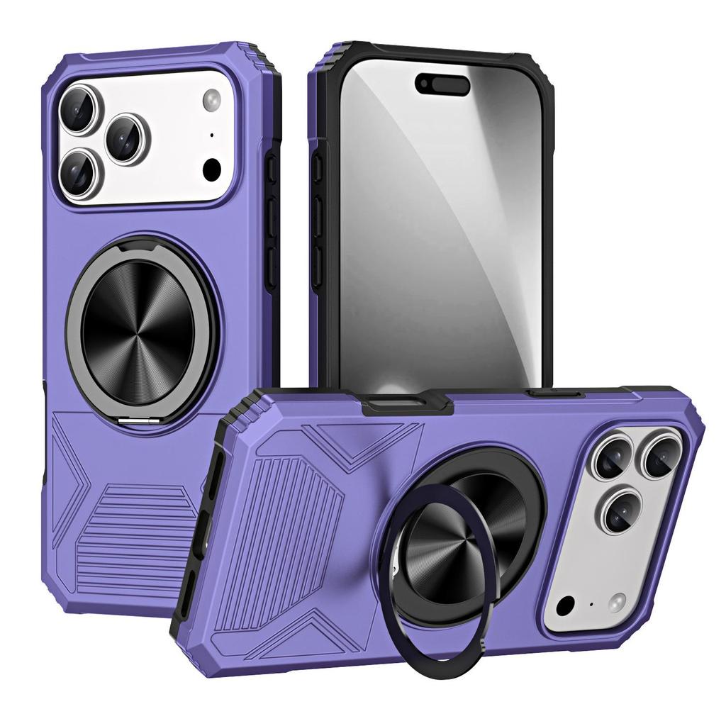 iPhone 17 Pro Max Drop-Proof Magnetic Case with 360° Rotating Ring Stand