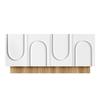 Buffet moderne - MODERNLUXE - 160x38x75 cm - 4 portes - Structure en U - Design en relief - Panneaux de particules - Blanc+naturel