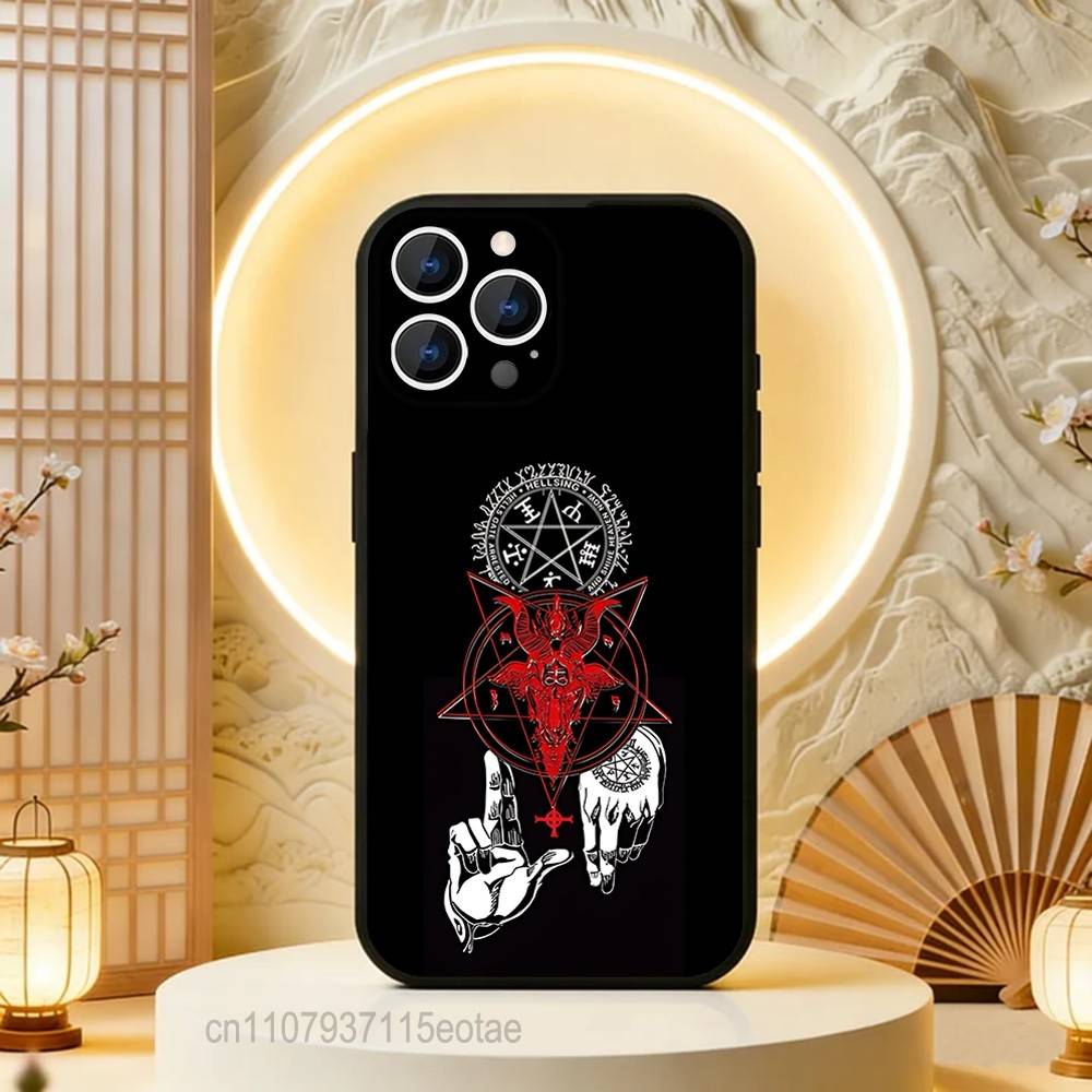 Pentagram 666 Demonic Satanic Phone Case For iPhone 17,16,15,14,13,12,11,Pro,Max,Plus,E,Air,Mini Black Shockproof Funda Cover