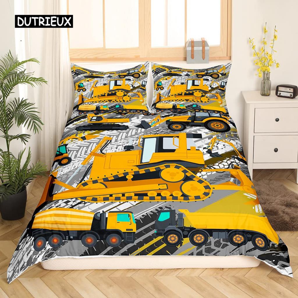 Baufahrzeuge LKW Auto Bettwäsche Set Jungen Bagger Bettbezug Kinder Cartoon Traktor LKW Weiche Polyester Bettdeckenbezug