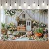 Easter Spring Wooden House Flower Egg Basket Countryside Photography Background, Children Portrait Party Photography Background7