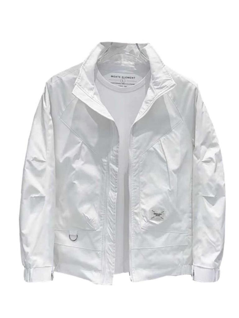 Mu Xi Summer Men's Trendy Solid Color Stand Collar Jacket - Handsome Casual Outerwear
